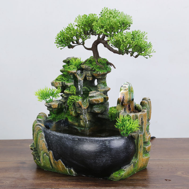 极速发货鸿如创意跨境盆景小假山流水桌面摆件P装饰加湿器办公室
