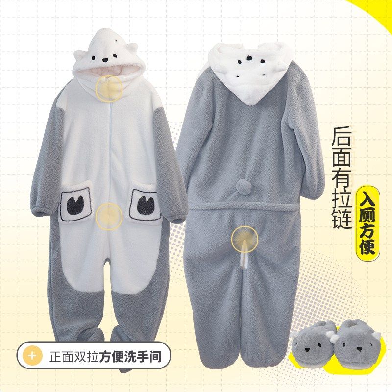 秋冬季情侣加厚毛绒可爱绵羊动物漫卡通连体睡衣袍套装男女青少年,女士内衣/男士内衣/家居服,睡衣/家居服套装,淘宝优惠券,粉丝福利购,淘宝优惠卷