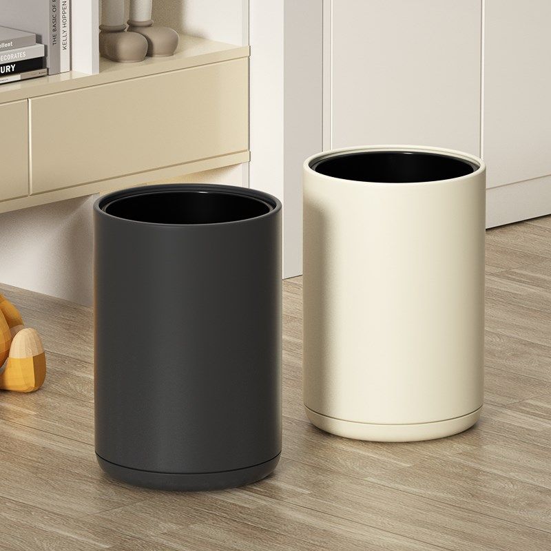 双层无盖奶油风垃圾桶高颜值家用客厅厨房卧室卫生间现代简约新款