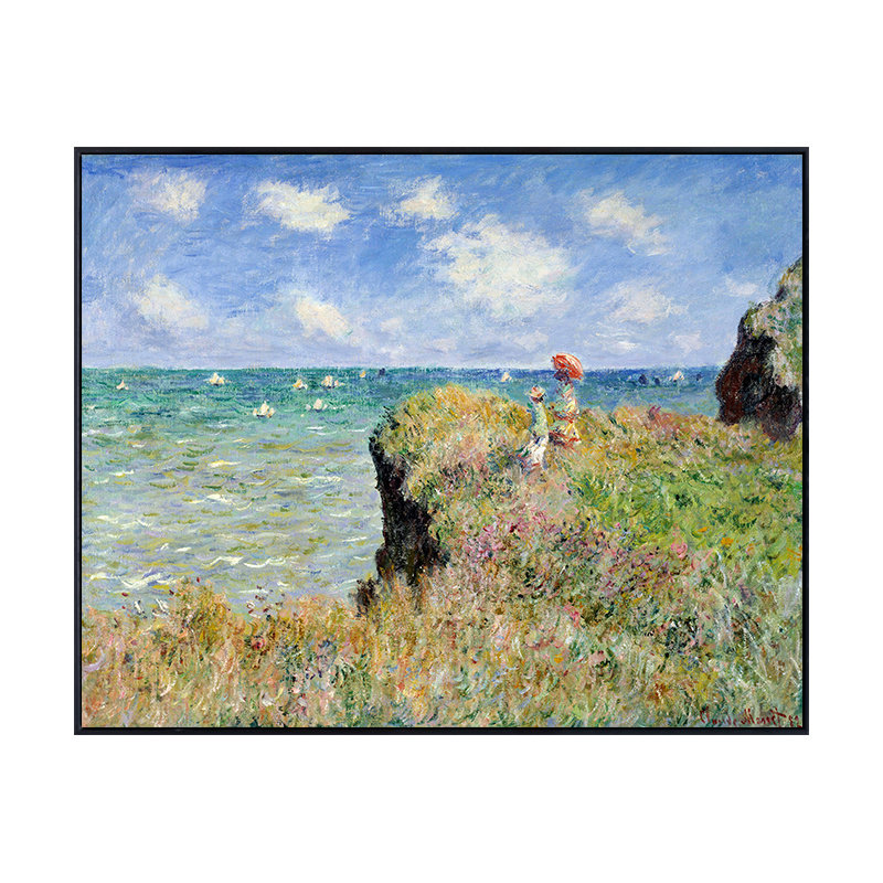 现货速发莫奈风景装饰画海边小屋油画复古印象派名画餐厅卧室墙挂