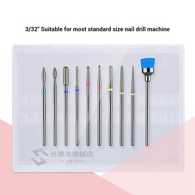Diamond Cuticle Nail Drill Set of 10, 3/32 Inch(2.35mm) Nail
