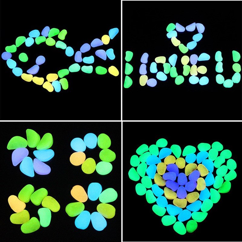 50Pcs Glow in the Dark Garden Decor Luminous Stones Outdoor