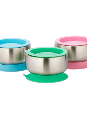 Avanchy 吸盘碗不锈钢宝宝餐盘学吃饭婴儿外出碗便携分格餐具套装