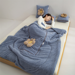 加厚汽车抱枕被子两用加绒车载靠垫枕头被办公室沙发午休空调被