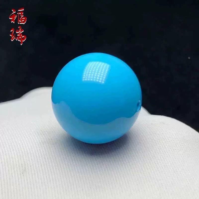 湖北原矿天然高瓷蓝绿松石圆珠单珠对单颗珠顶珠散珠配珠锁骨链新