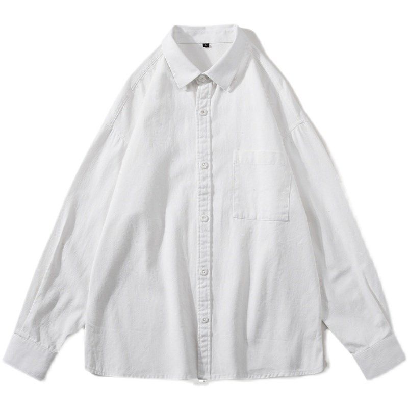 定制长袖衬衫印logo图案大码衬衣宽松西餐厅咖啡馆奶茶工作服班服