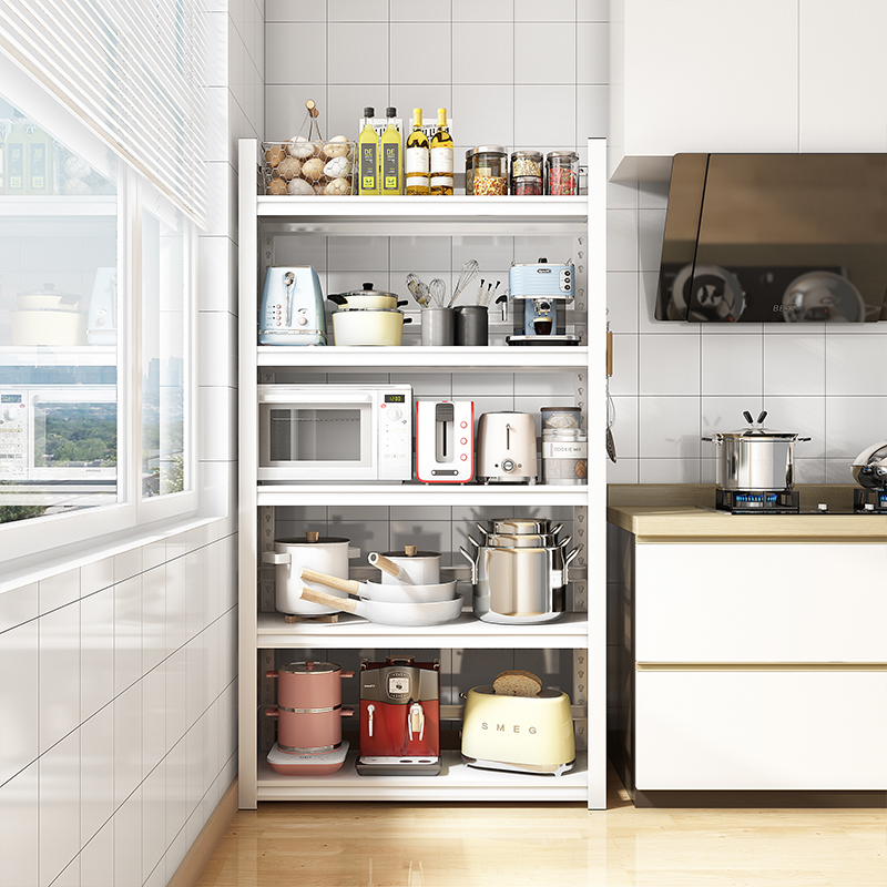 置物架落地厨房收纳架多层多功能微波炉烤箱N架家用白色货架储物