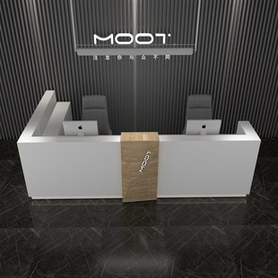 2024新款办公前台简约现代接待台柜台培训公司接待台收银台吧台