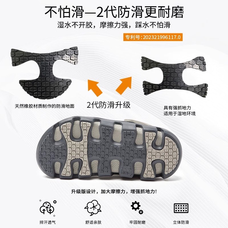 防滑防臭洞洞鞋男款2025新款夏季透F气软底耐磨沙滩凉拖鞋外穿男