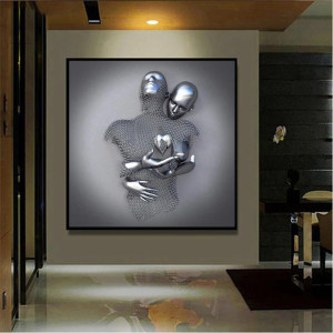 极速Metal Figure Statue Art Canvas Painting Romantic Abstrac