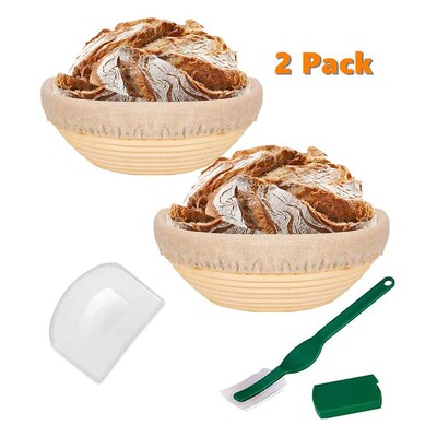 LBER 2Set 9in Round Bread Banneton Proofing Basket Includes