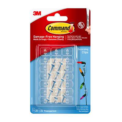 速发Command 17026CLR-ES Decorating Clips, Clear, 20-Clip