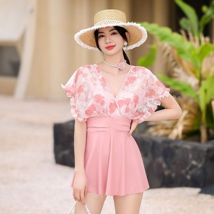 胖mm裙式 大码 连体遮肚显瘦纯欲风微胖女孩度假 游泳衣新款 2024新款