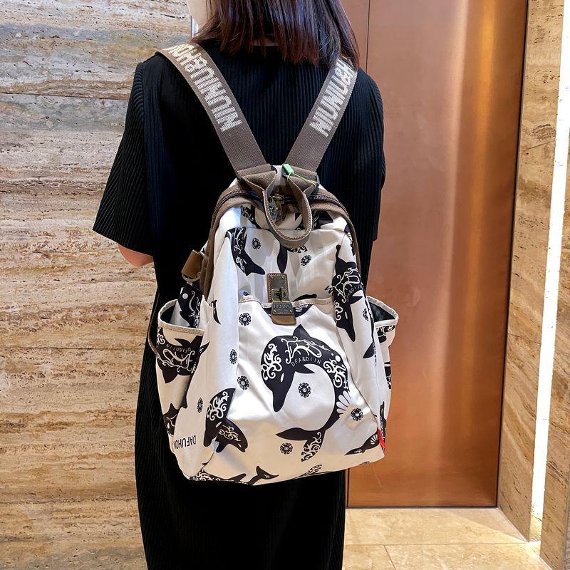 轻便外出旅游时尚2025新款双肩包女帆布旅行休闲牛津布女士背新款
