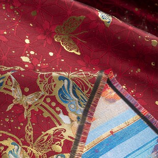 梦蝶寻花国风汉服马面裙面料明制中国风暗纹定位织金妆花提花布料