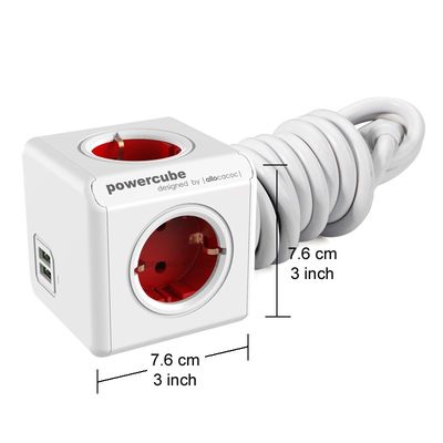 新品Allocacoc Powercube EU Plug Outlets Power Strip 2 USB 1.