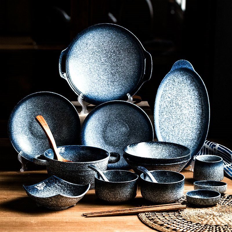 盘子碗套装碟餐具套装2024新A款家用2人用日式釉下彩陶瓷碗盘套装