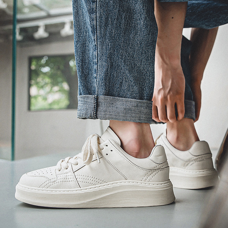 厚底小白鞋男鞋2023秋季潮流百搭高级感休闲鞋子男款白色运动板鞋