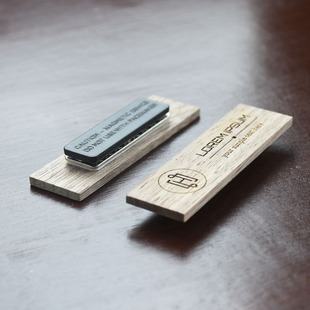 磁性黑胡桃胸牌定做实木员工工作牌定制标识牌logo印字工号牌