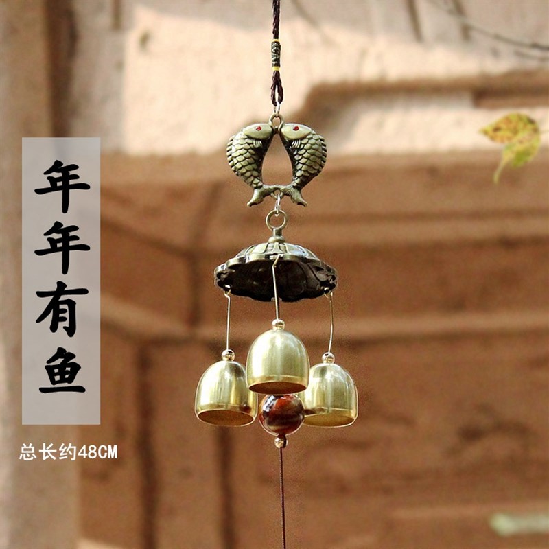 复古金属纯铜风铃挂饰店铺门饰挂件创意家居阳台镇宅风水招财铃铛