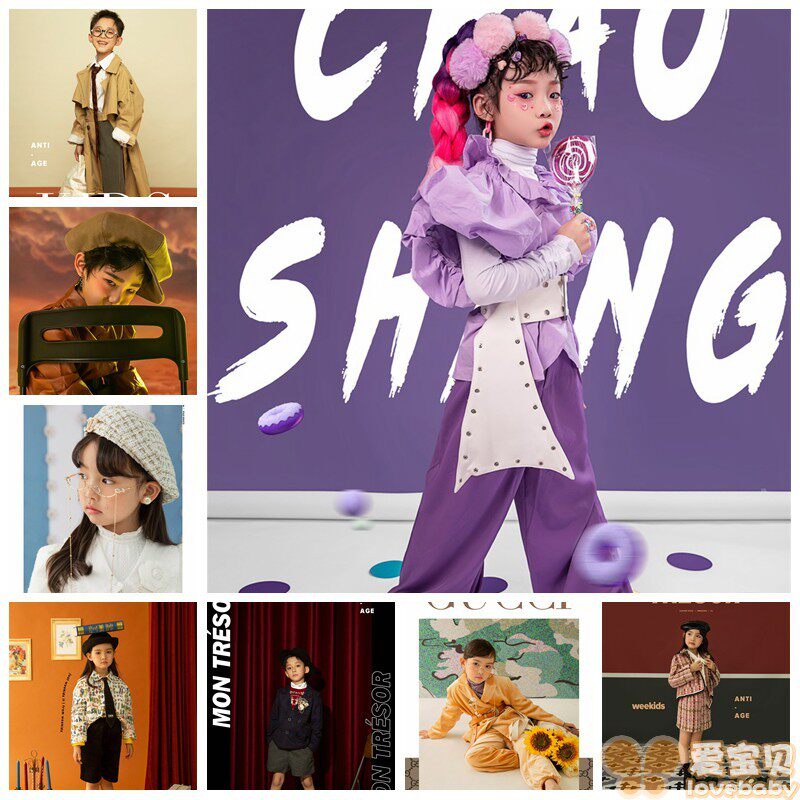 影楼时尚造型主i题童装新款儿童摄影服装中童男孩女孩艺术写真服