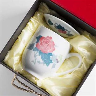 湘醴窑醴陵陶瓷茶杯大容量办公杯釉下彩会议室水杯子X订制LOGO