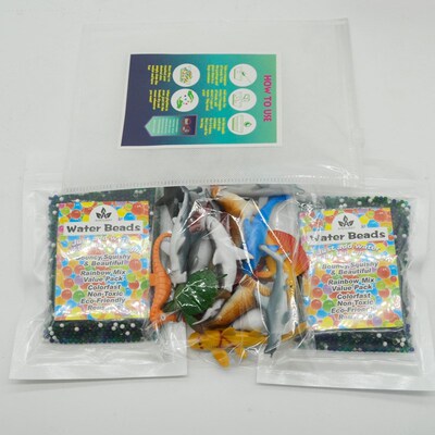 Water Beads with 16 Sea Animals Toy Sensory Beads for Kids 3