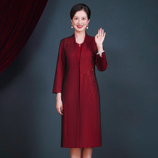 十一结婚礼喜妈j妈礼服大尺码洋装两件式套装喜服喜婆婆婚宴装秋