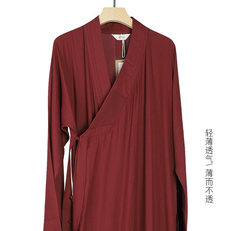 宗觉僧服夏季薄款大褂女衫亚麻长褂棉麻和尚长服比丘尼木兰色