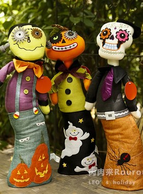 万圣节公仔摆件迎宾玩偶装饰装扮店铺场景布置南瓜人巫师科学怪人