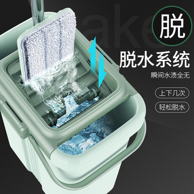 拖把免手洗拖布家用把净神器懒人一拖桶水平托大面积板拖地墩布挤