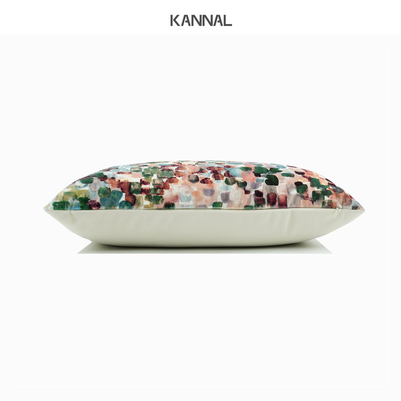 『寻界』自然粉绿色全棉印花绒布几何抽象靠包沙发抱枕样板间腰枕,居家布艺,靠垫/抱枕,淘宝优惠券,粉丝福利购,淘宝优惠卷