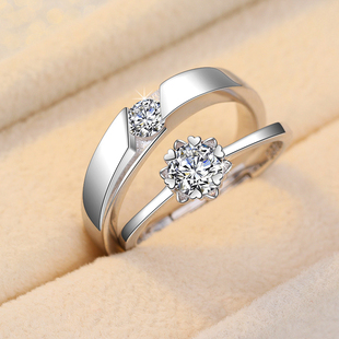 情侣戒指男女一对可调节大小钻戒婚礼典礼仪式Q结婚用交换道具对