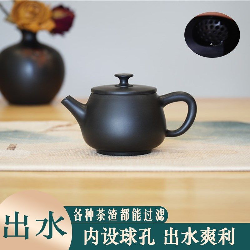 建水紫陶茶壶家用陶瓷泡茶壶迷你小茶壶一人用紫砂原矿全手工茶具
