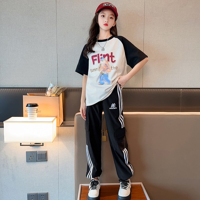 高货现货速发女童夏装套装儿童宽松运动服2024新款中大童夏季时尚