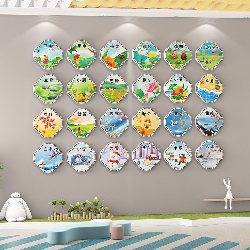 二十四节气24文化墙面装饰画幼儿园环创布置材料传统主题墙贴成品,家居饰品,文化墙贴,淘宝优惠券,粉丝福利购,淘宝优惠卷