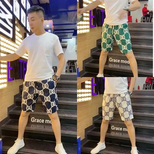 冰外穿花色沙滩裤 新o款 冰丝透气男裤 五分裤 82330夏季 外穿短裤 男士