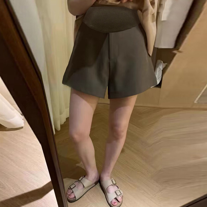 孕妇套装夏季薄款法式宽松高级感褶皱G衬衫雪纺上衣托腹短裤两件