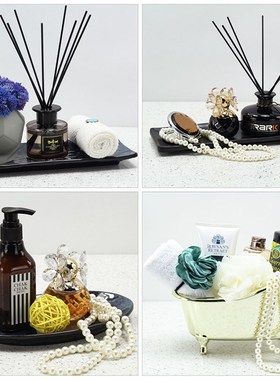 样板间饰品摆件托盘组合套装卫浴店浴室柜装饰品样板房卫生间软装