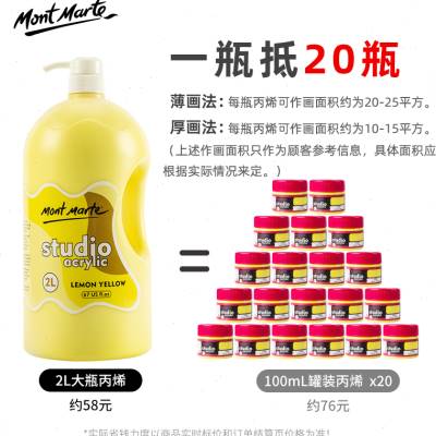 速发蒙玛特丙烯颜料大桶装2L大容量金色丙烯银色白色室内室外墙绘