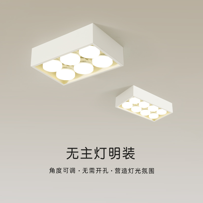 明装筒灯客厅无主灯照明长方形斗胆灯格栅灯现代简X约灯具吸顶灯