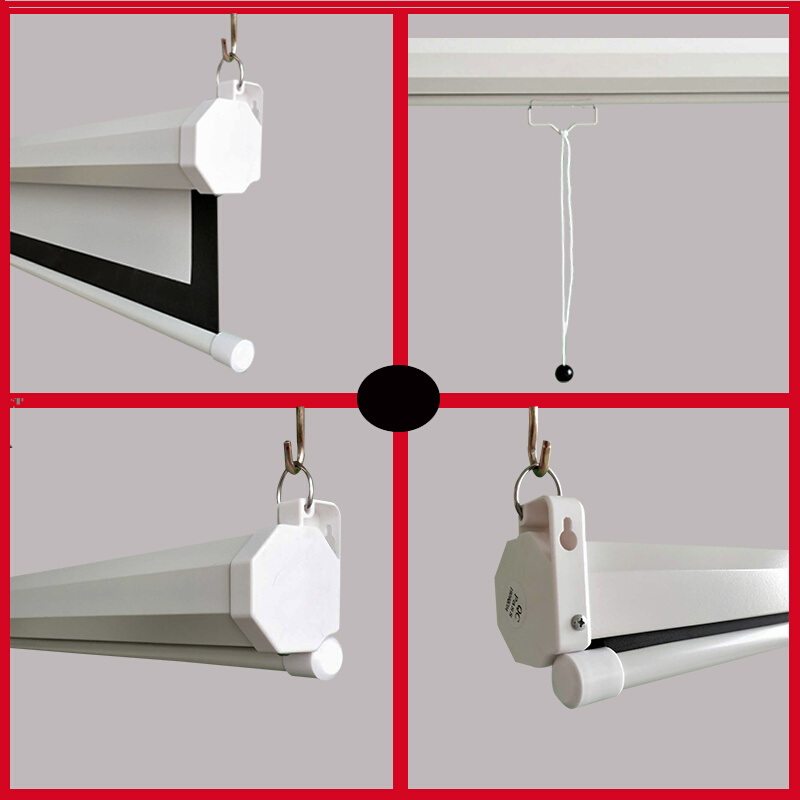 家用便携手动高清投影幕布壁挂金属手拉幕布60寸72寸84寸100寸11