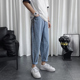 子韩版 浅色男生M九分裤 潮流百 男宽松直筒坠感阔腿复古夏季 牛仔裤