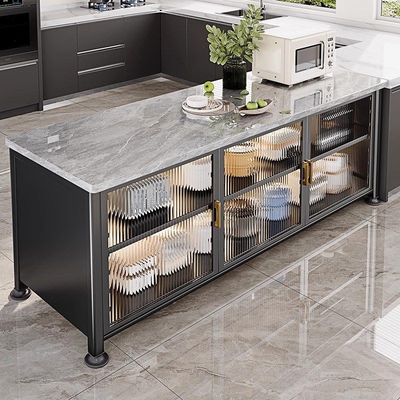 对开门厨房置物架落地多层岩板收纳柜多功能微波炉烤箱切菜储物柜,收纳整理,整理架/置物架/收纳架,淘宝优惠券,粉丝福利购,淘宝优惠卷