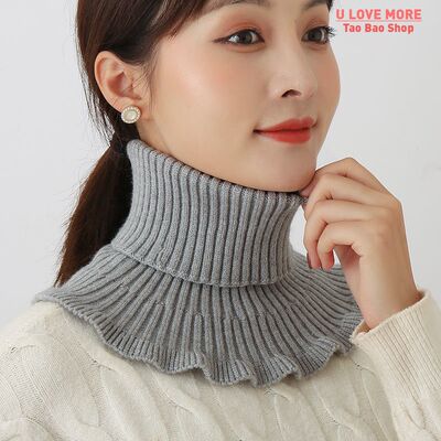 极速New Women Turtleneck Ribbed Knit False False Collar Fema