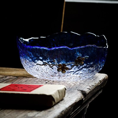 现货Glass Tea Washing Largve Bowl Washing Inlay Tin Plum Thi