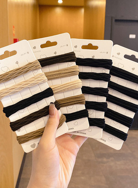 黑色粗条纹2021年新款橡皮筋头绳女网红扎头儿童发U圈发绳简约皮