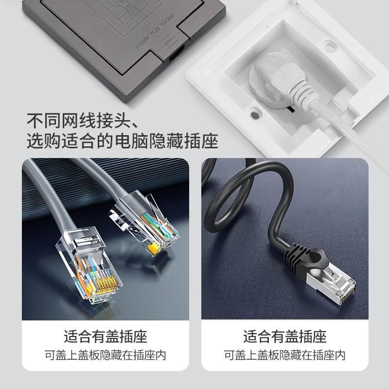 嵌入式千网兆络插座86型墙壁隐形内嵌七类八类超六类屏蔽网线插座