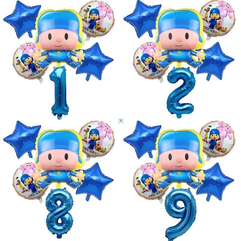 1 Set Pocoyo Aluminium Foil NumbEer Balloons Set 5 pcs/set