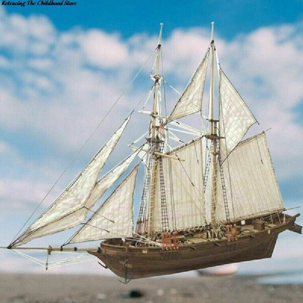 速发推荐1 Set 1:100 Halcon Wooden Sailing Boat Model DIY Kit